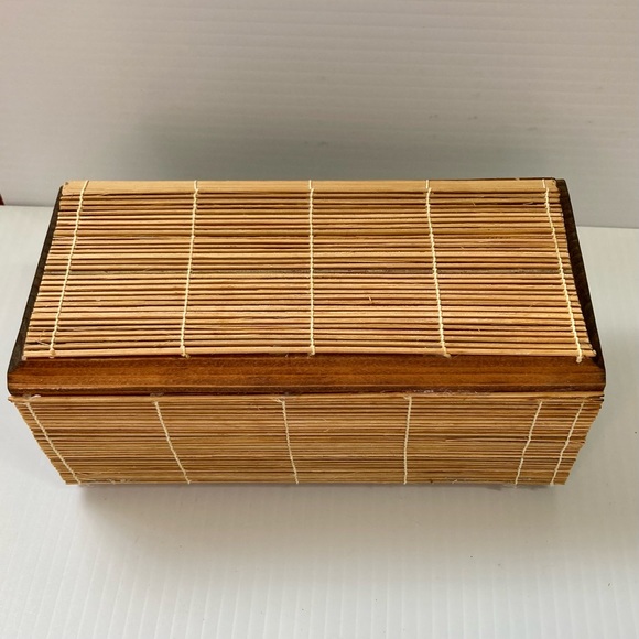 Napkin Letter Mail Holder Boho Beachy Wooden Storage 7.5" W x 3.75" T x 3.5" D - Picture 3 of 9